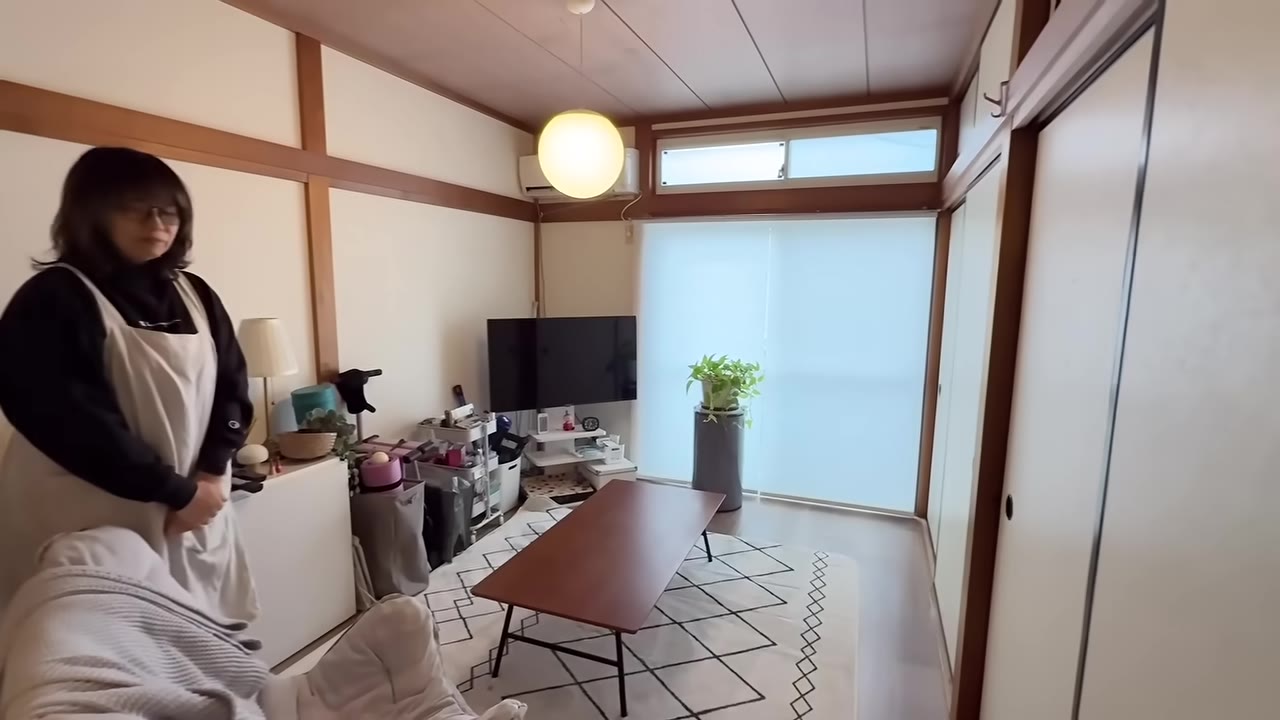 奥の部屋。植物があって落ち着くが、押し入れはぎゅうぎゅう
