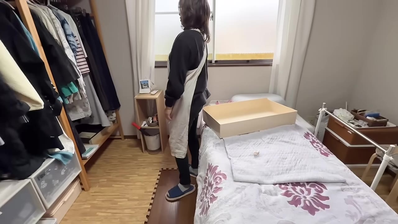全部吊るし終えたクローゼット