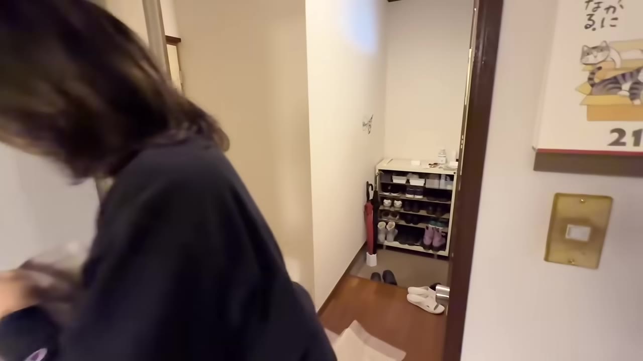 カーテンとフックを外した玄関