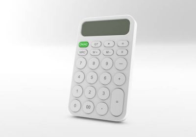 Calculator 3d. Pure white style and background. 3d illustration, 3d rendering.